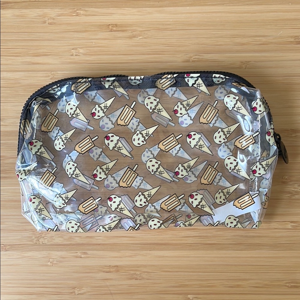Ipsy Bag - Clear Transparent Ice Cream Print Cosmetic Pouch
